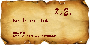 Koháry Elek névjegykártya